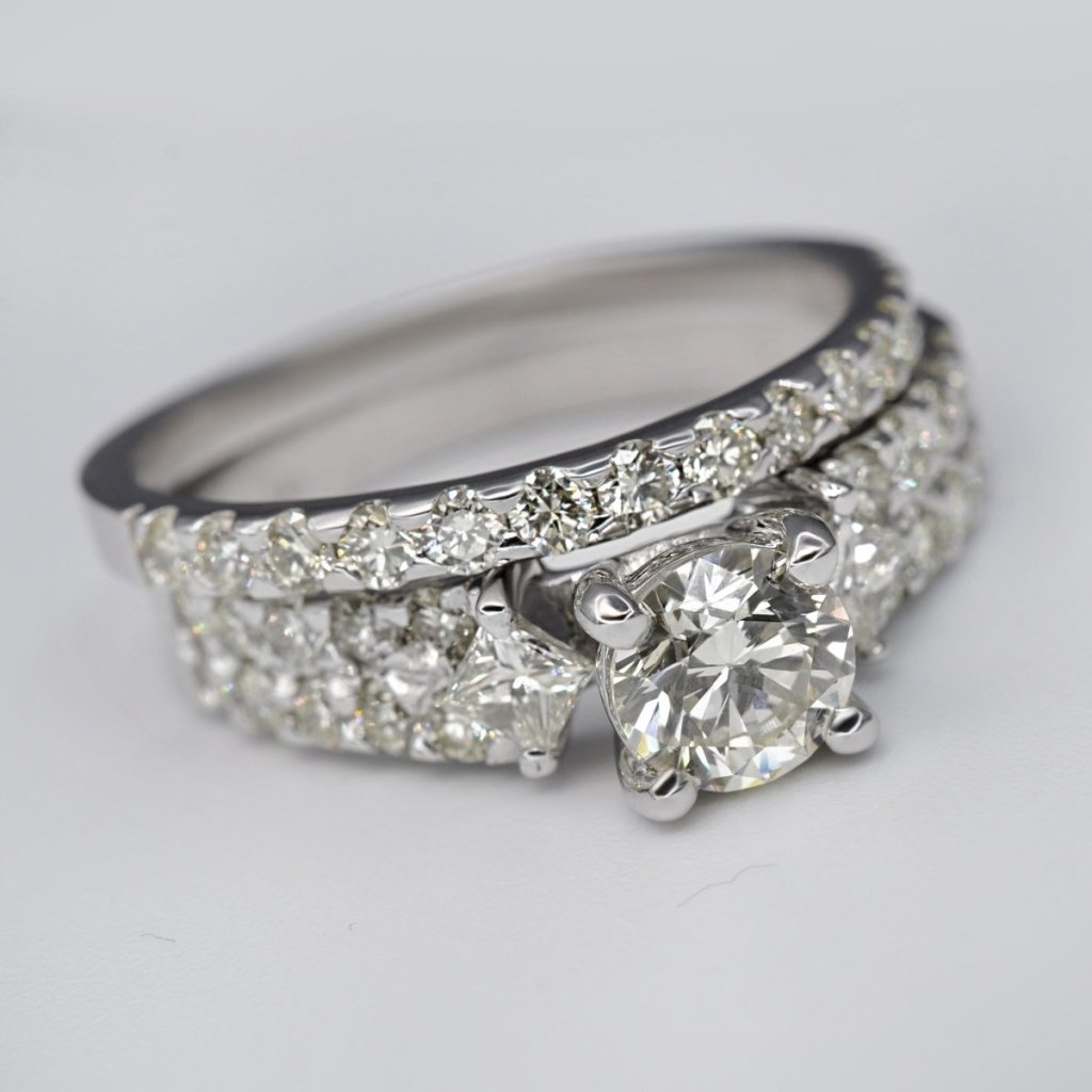 1.90 - 3.05 CT Princess & Round Cut Natural Diamonds - Bridal Set - Primestyle.com