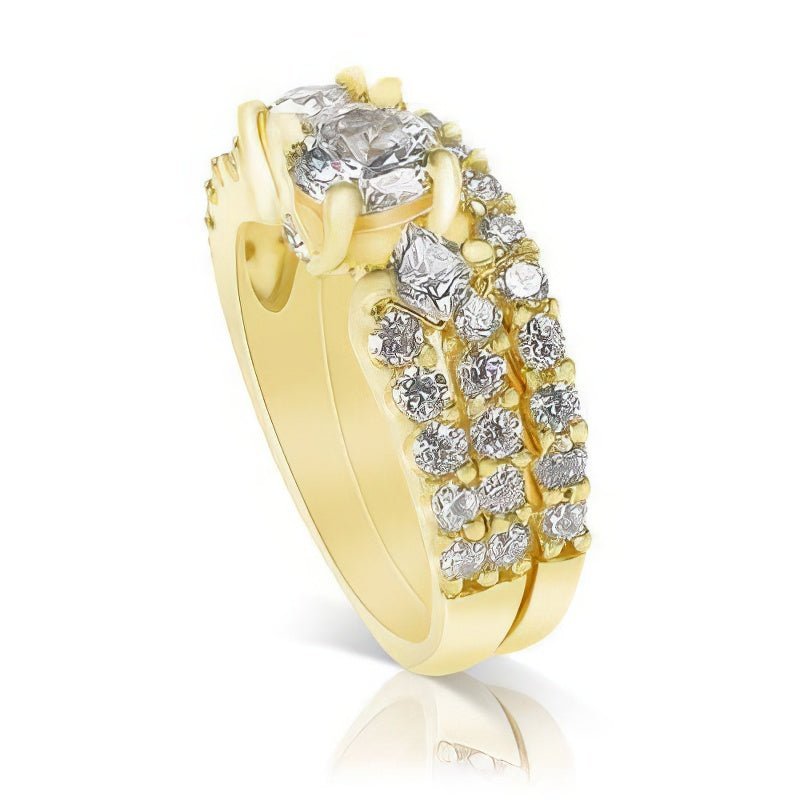 1.90 - 3.05 CT Princess & Round Cut Natural Diamonds - Bridal Set - Primestyle.com