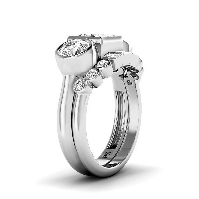 1.90-7.40 CT Princess & Round Cut Diamonds - Bridal Set