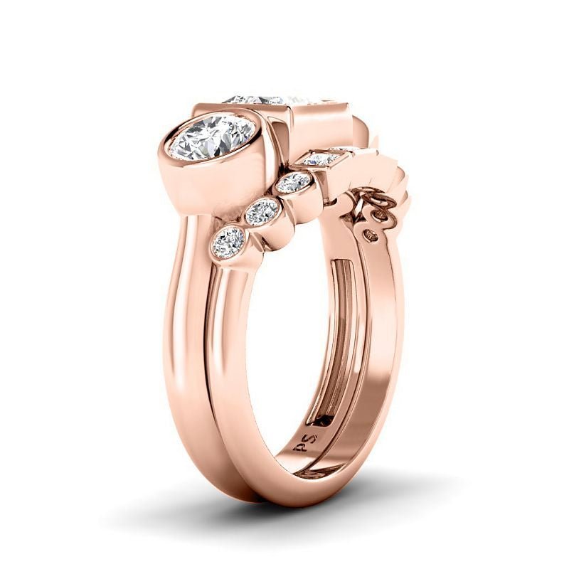 1.90-7.40 CT Princess & Round Cut Diamonds - Bridal Set