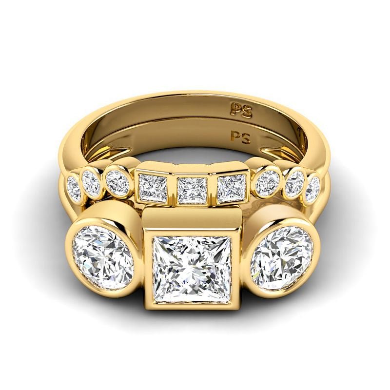 1.90-4.40 CT Princess & Round Cut Lab Grown Diamonds - Bridal Set - Primestyle.com