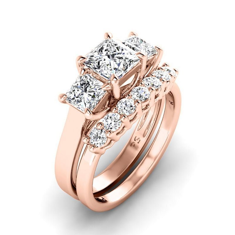 1.90-7.40 CT Princess & Round Cut Diamonds - Bridal Set