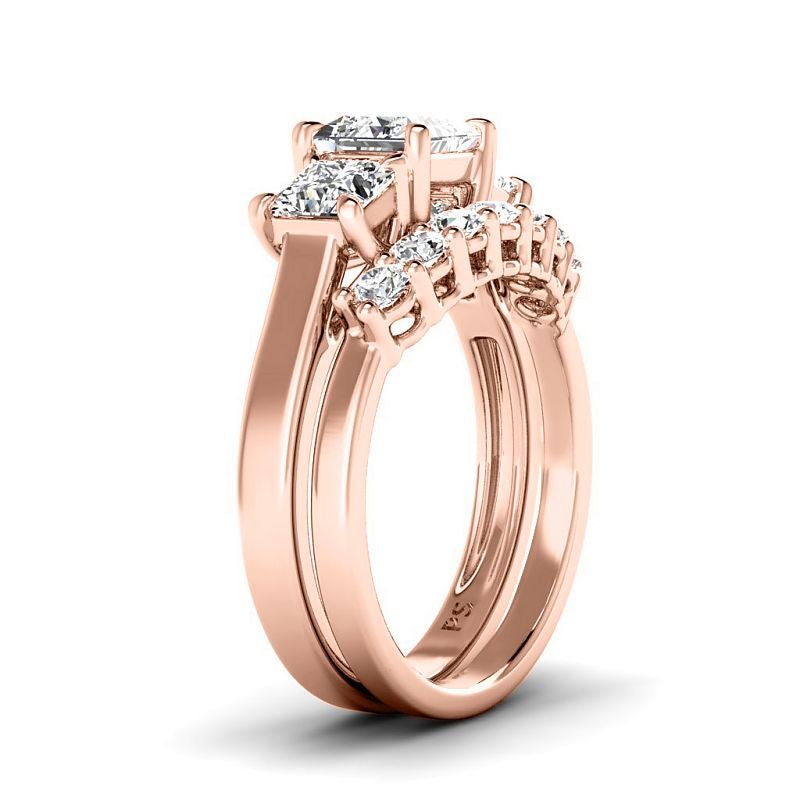 1.90-4.40 CT Round & Princess Cut Lab Grown Diamonds - Bridal Set - Primestyle.com
