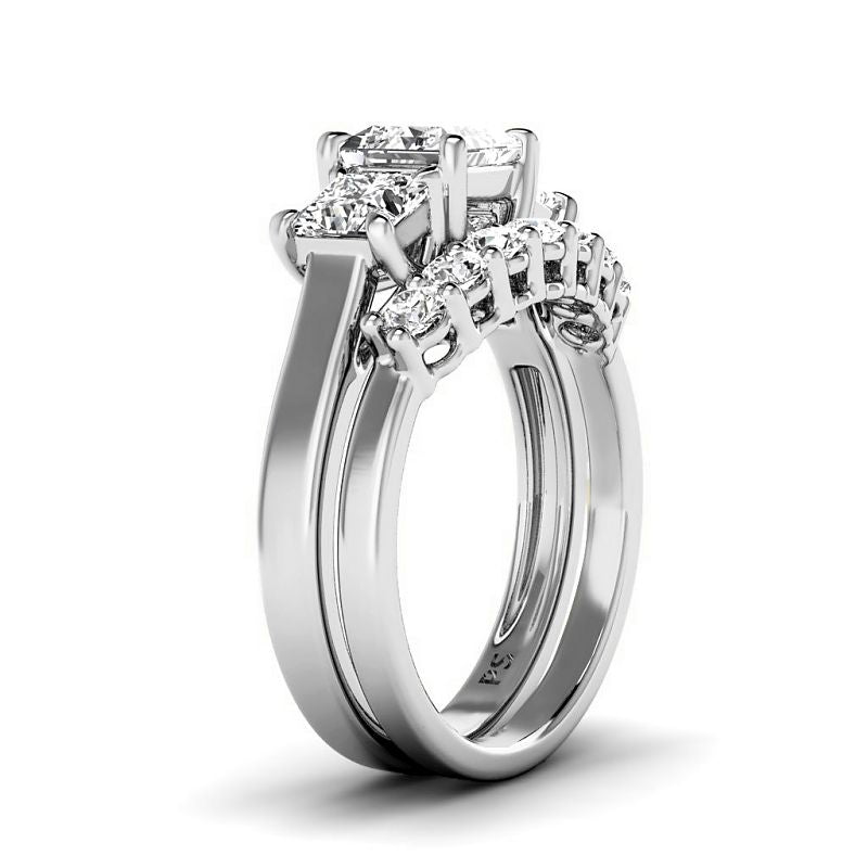 1.90-4.40 CT Round & Princess Cut Lab Grown Diamonds - Bridal Set - Primestyle.com