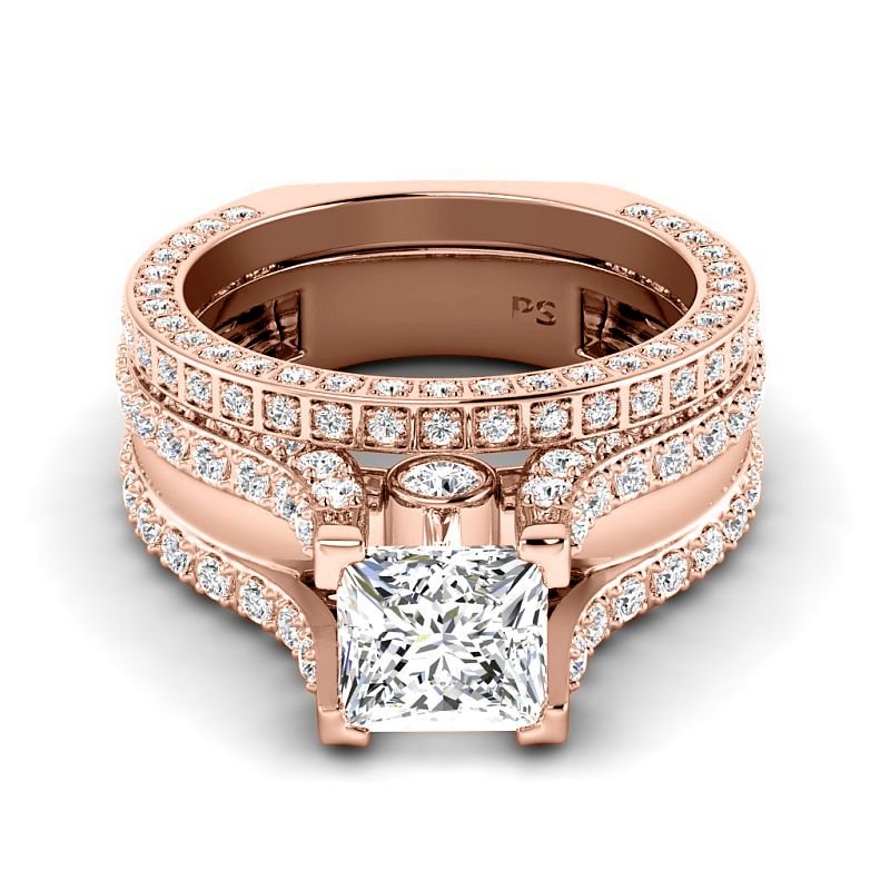 1.90-4.40 CT Round & Princess Cut Lab Grown Diamonds - Bridal Set - Primestyle.com