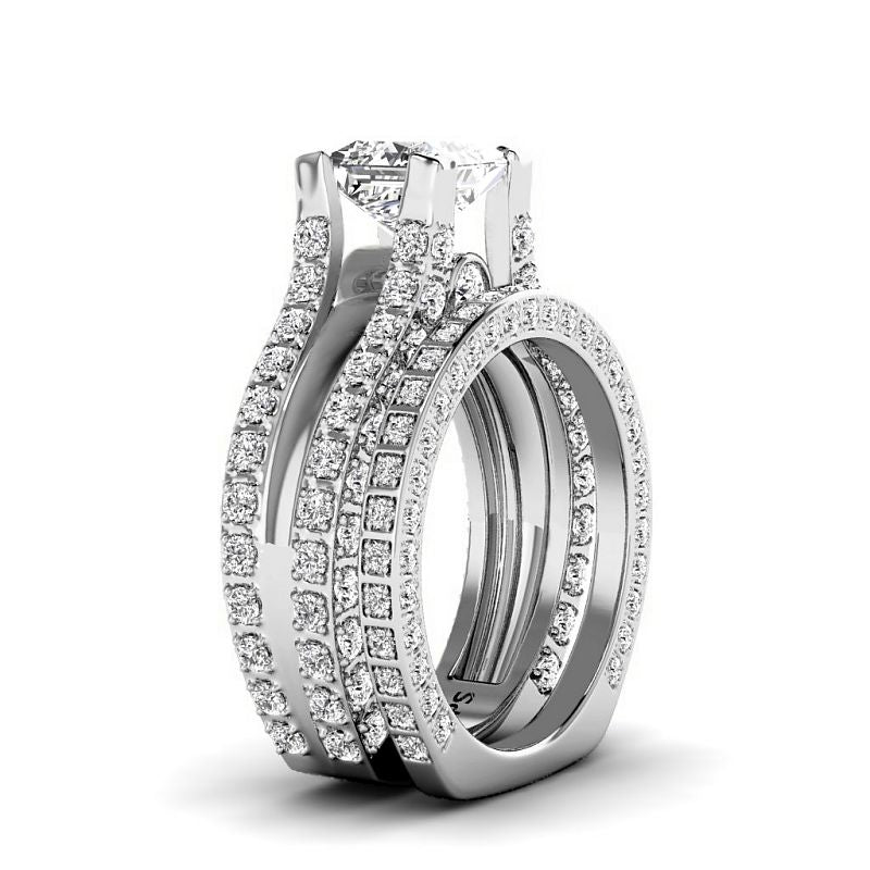 1.90-4.40 CT Round & Princess Cut Lab Grown Diamonds - Bridal Set - Primestyle.com