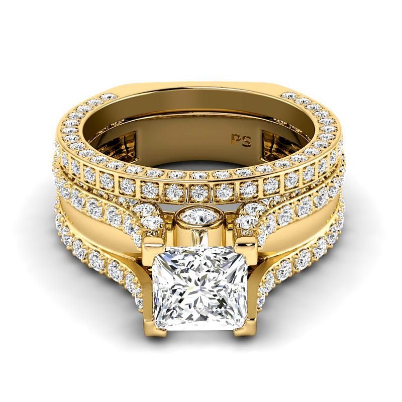 1.90-7.40 CT Princess & Round Cut Diamonds - Bridal Set