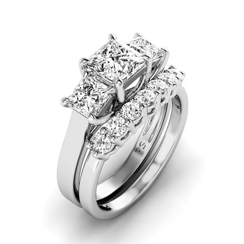 1.90-7.40 CT Princess & Round Cut Diamonds - Bridal Set