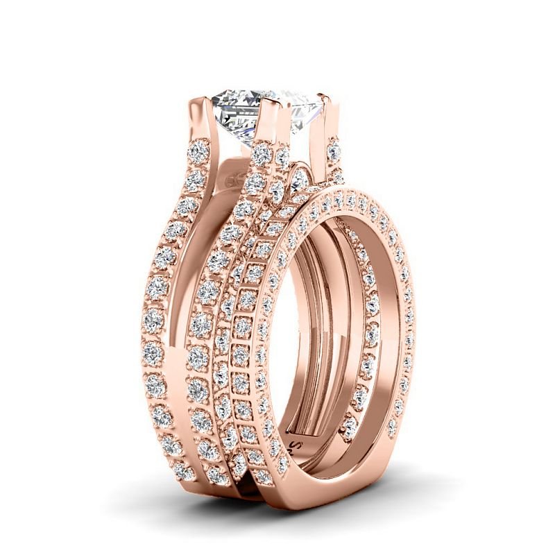 1.90-4.40 CT Round & Princess Cut Lab Grown Diamonds - Bridal Set - Primestyle.com