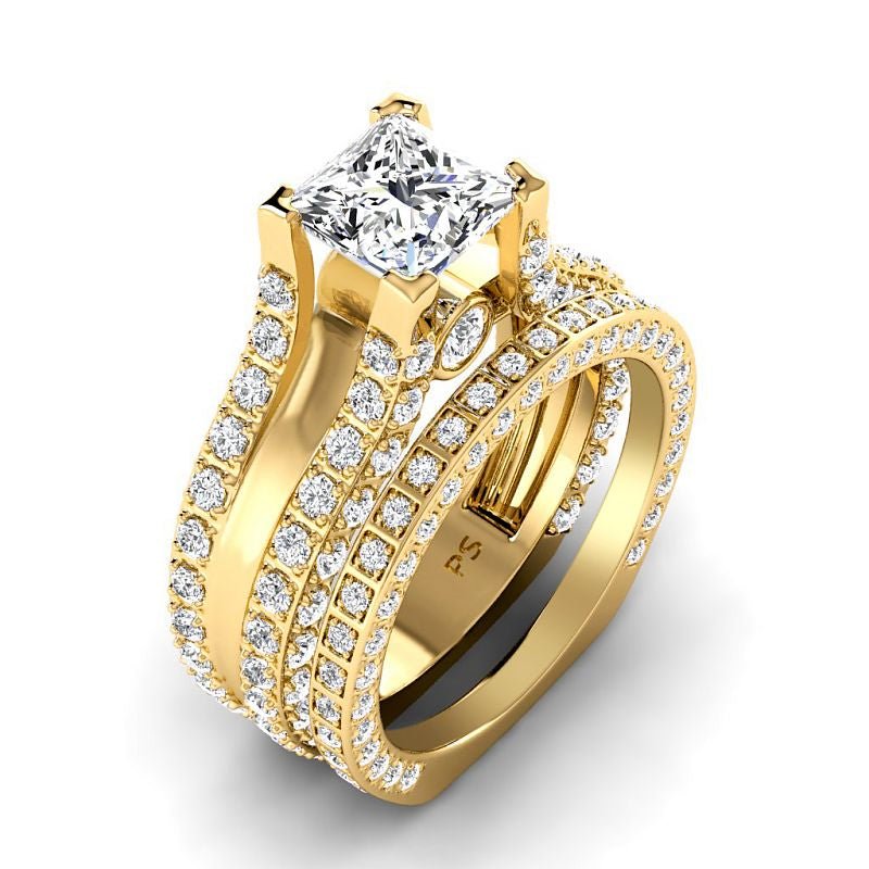 1.90-4.40 CT Round & Princess Cut Lab Grown Diamonds - Bridal Set - Primestyle.com