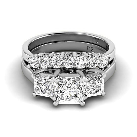 1.90-4.40 CT Round & Princess Cut Lab Grown Diamonds - Bridal Set