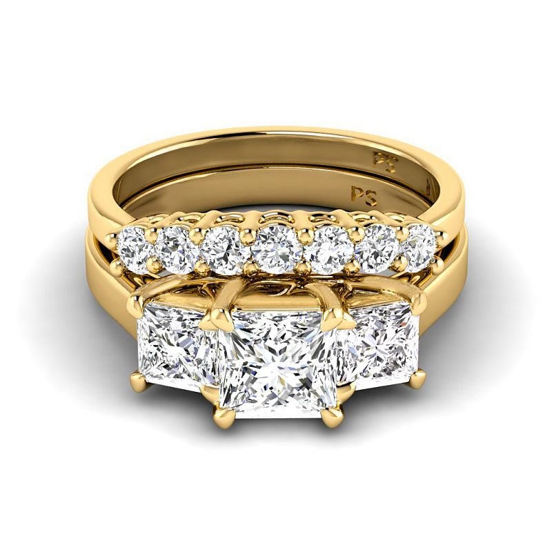 1.90-4.40 CT Round & Princess Cut Lab Grown Diamonds - Bridal Set - Primestyle.com