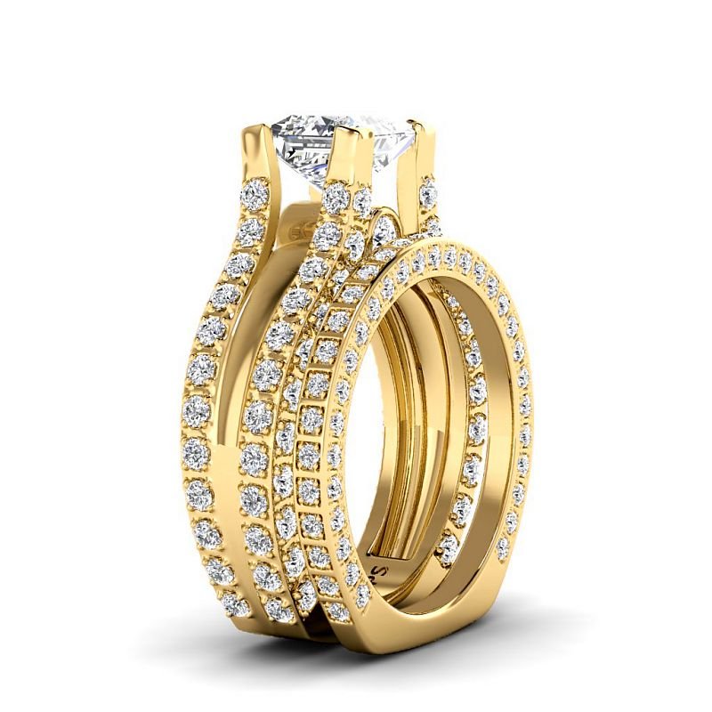 1.90-4.40 CT Round & Princess Cut Lab Grown Diamonds - Bridal Set - Primestyle.com