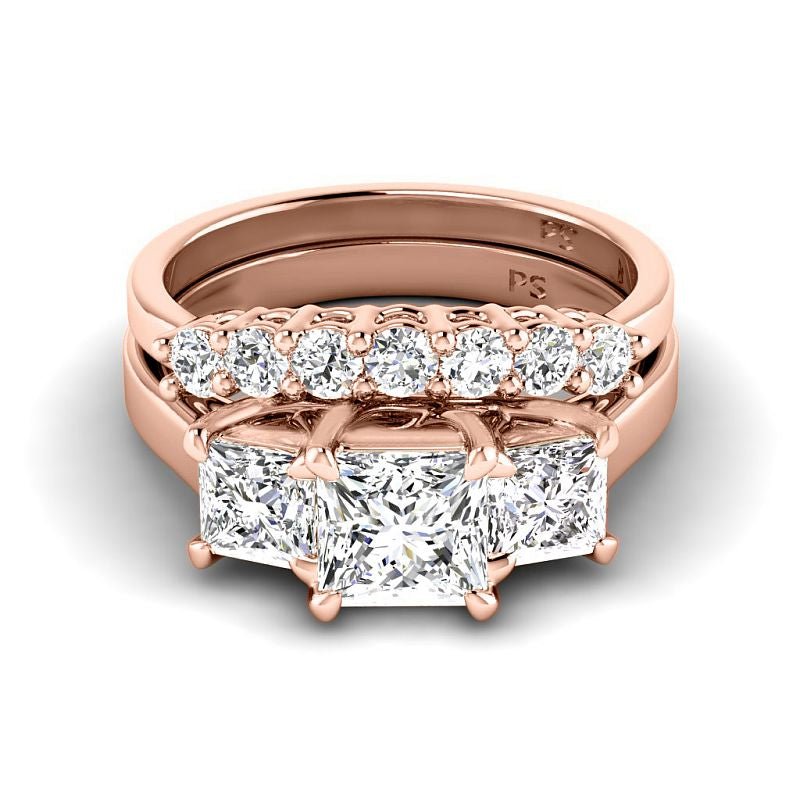 1.90-4.40 CT Round &amp; Princess Cut Lab Grown Diamonds - Bridal Set - Primestyle.com