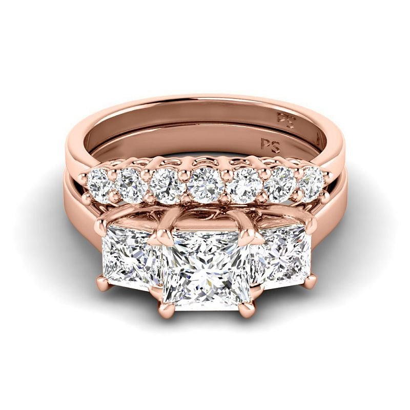 1.90-4.40 CT Round & Princess Cut Lab Grown Diamonds - Bridal Set - Primestyle.com