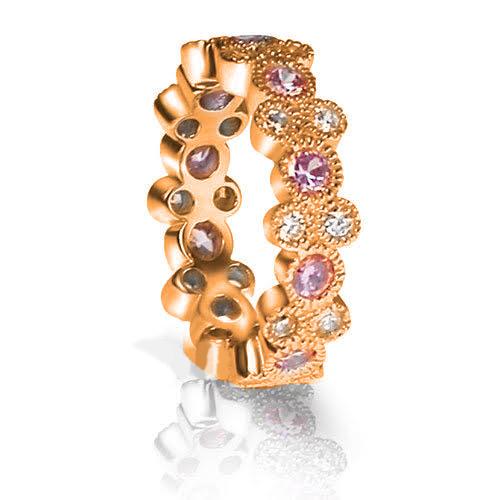 1.90 CT Round Cut Pink Sapphires & Diamonds - Eternity Ring - Primestyle.com