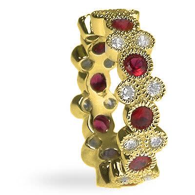 1.90 CT Round Cut Rubies & Diamonds - Eternity Ring - Primestyle.com
