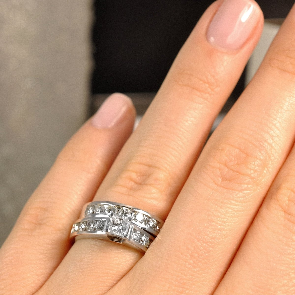 1.95-3.10 CT Princess & Round Cut Natural Diamonds - Bridal Set