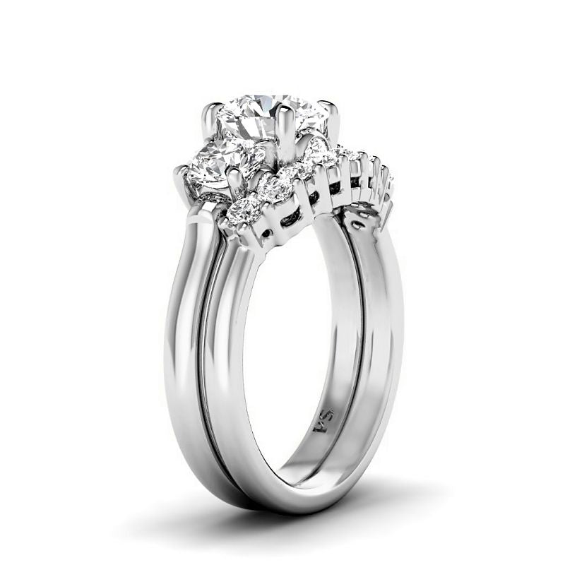 1.95-4.45 CT Round Cut Lab Grown Diamonds - Bridal Set - Primestyle.com