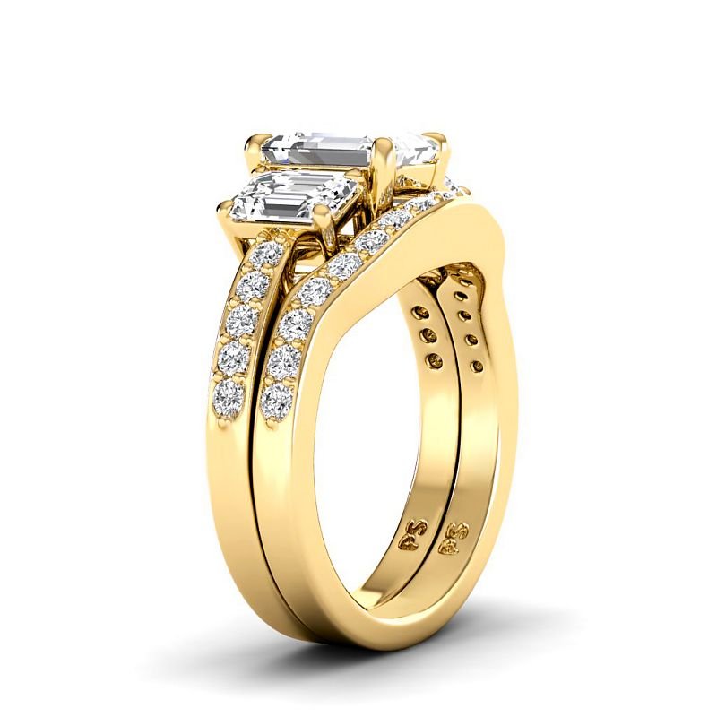 1.95-4.45 CT Round & Emerald Cut Lab Grown Cut Diamonds - Bridal Set - Primestyle.com