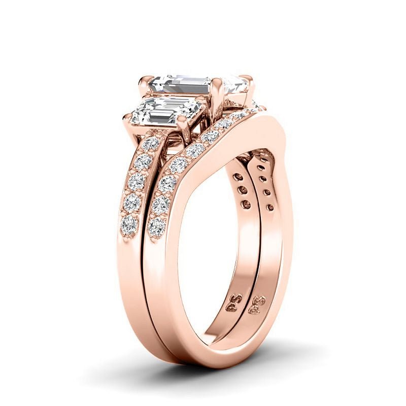 1.95-4.45 CT Round & Emerald Cut Lab Grown Cut Diamonds - Bridal Set - Primestyle.com