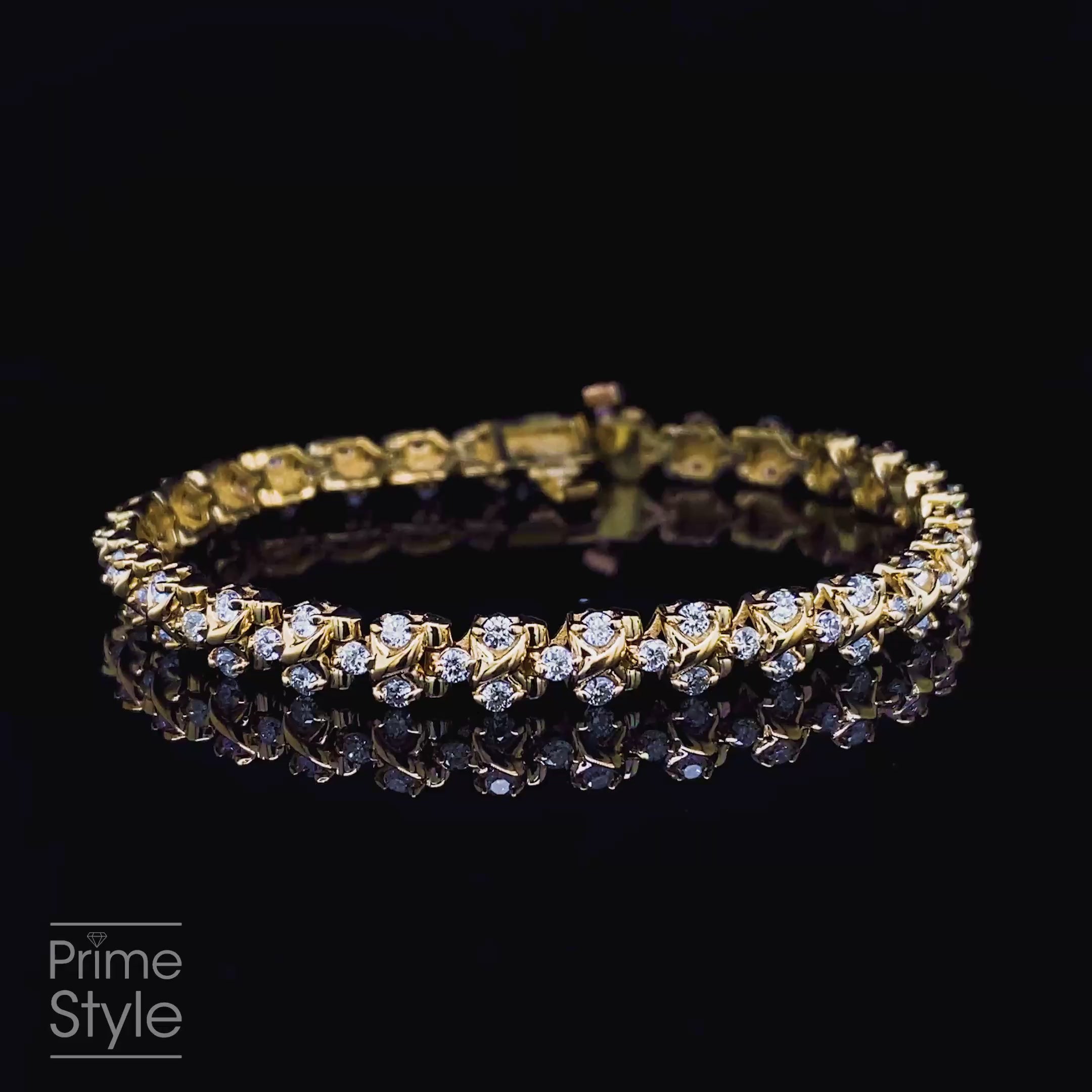 Guaranteed 3.00 CT Round Cut Diamond Bracelet in 18KT Yellow Gold