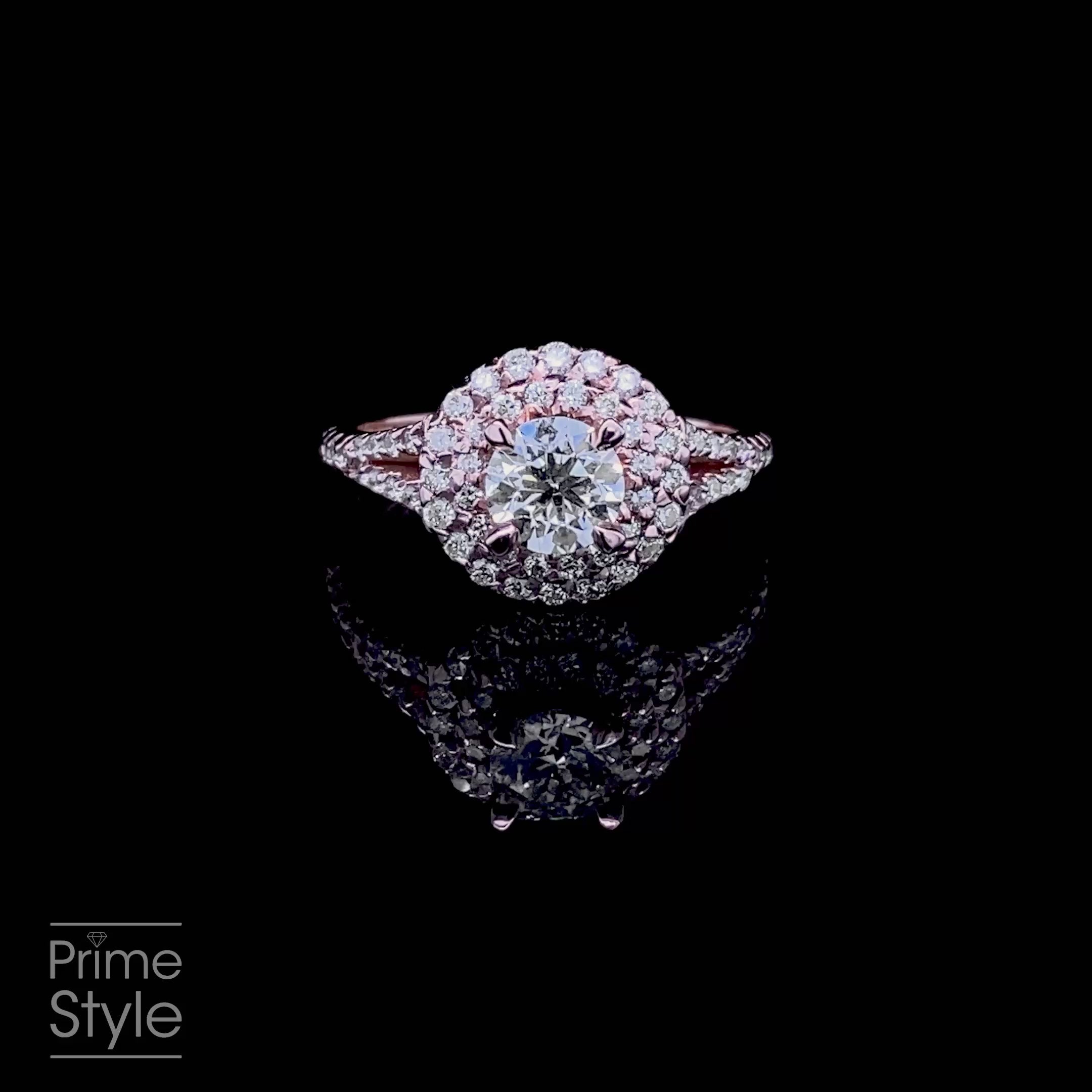Certified 1.30CT Round Cut Diamond Engagement Ring in 14kt Rose Gold