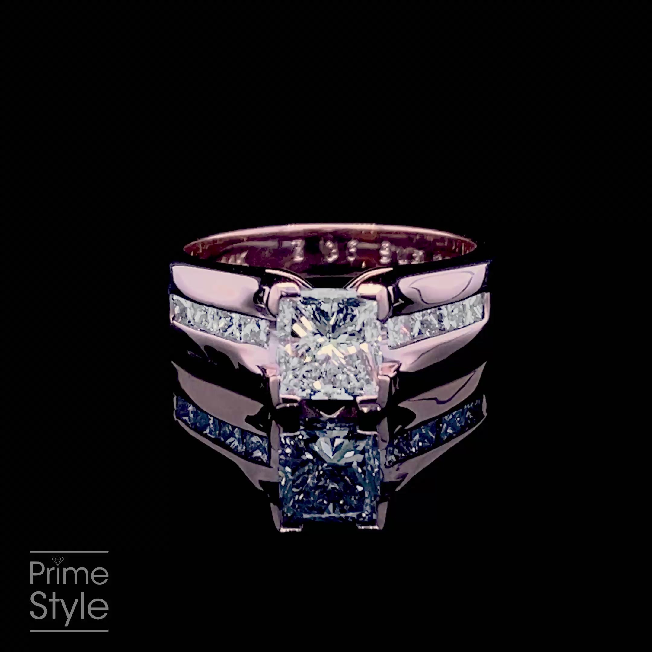 Elegant 1.60 CT Princess Cut Diamond Engagement Ring in 14KT Rose Gold