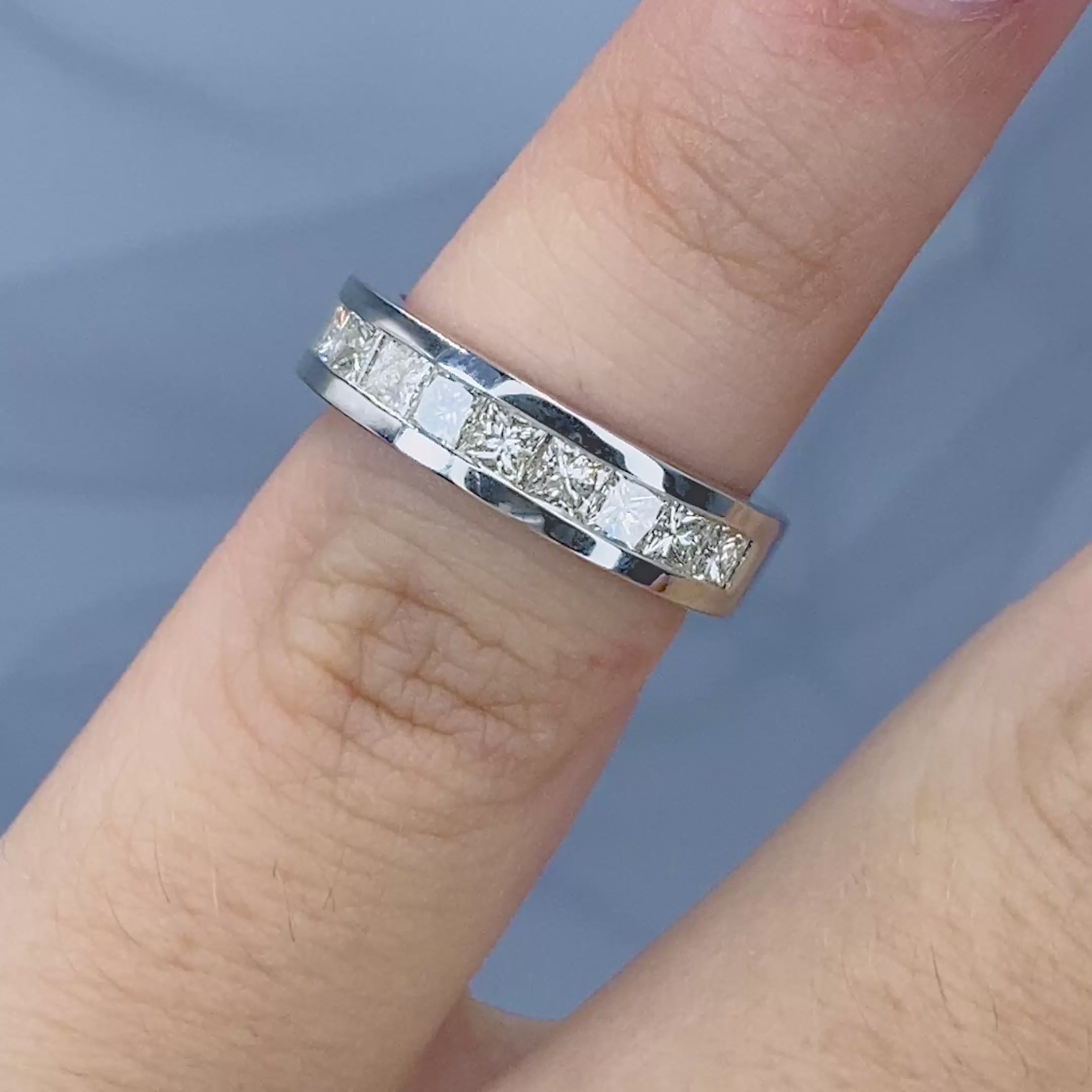 Limited 1.10 CT Princess Cut Diamond Wedding Ring in 14KT White Gold