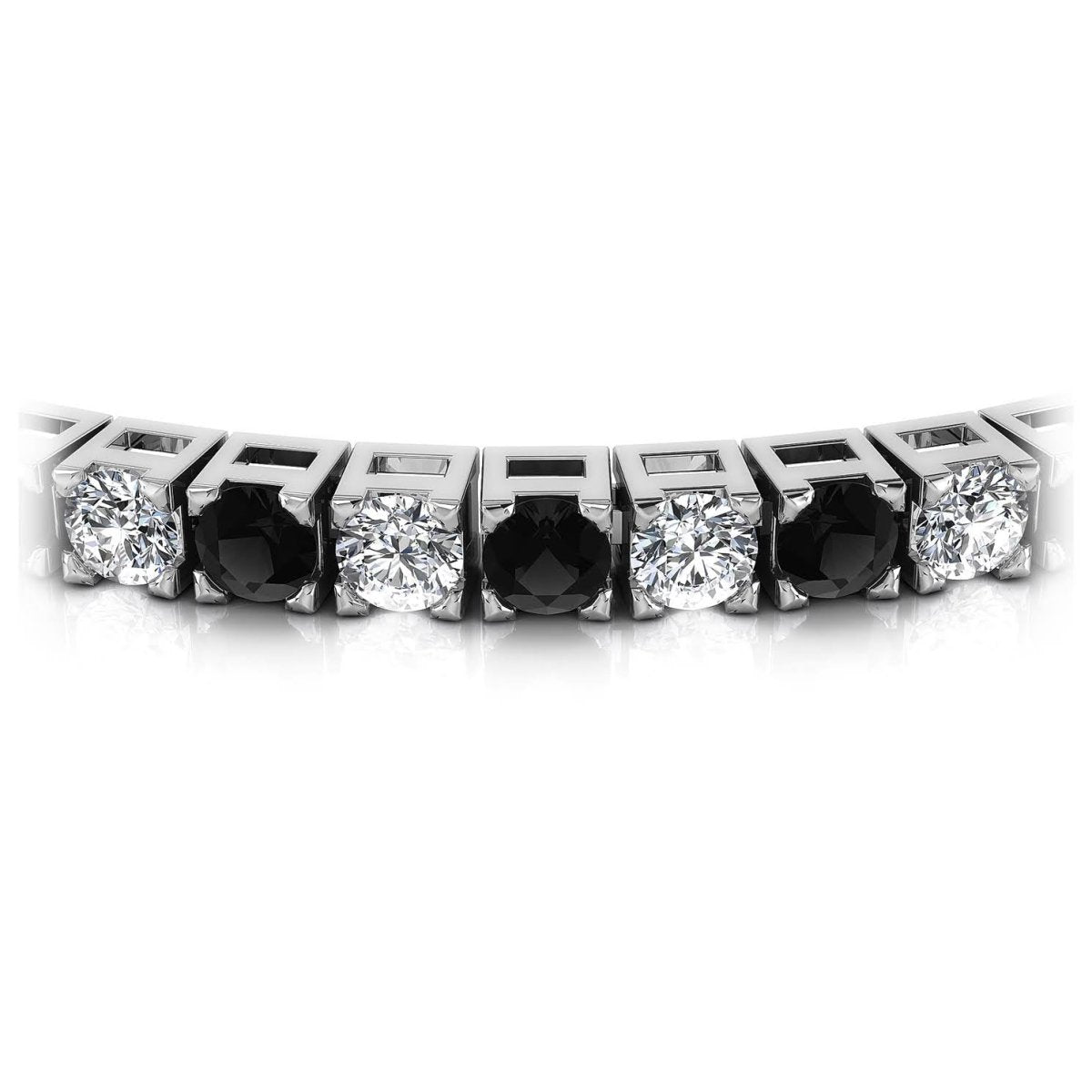 2.00-10.50 CT Round Cut Black Diamonds & Diamonds - Tennis Bracelet