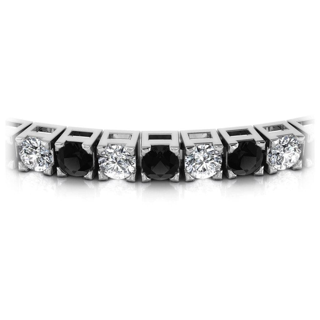 2.00 - 10.50 CT Round Cut Black Diamonds & Diamonds - Tennis Bracelet - Primestyle.com