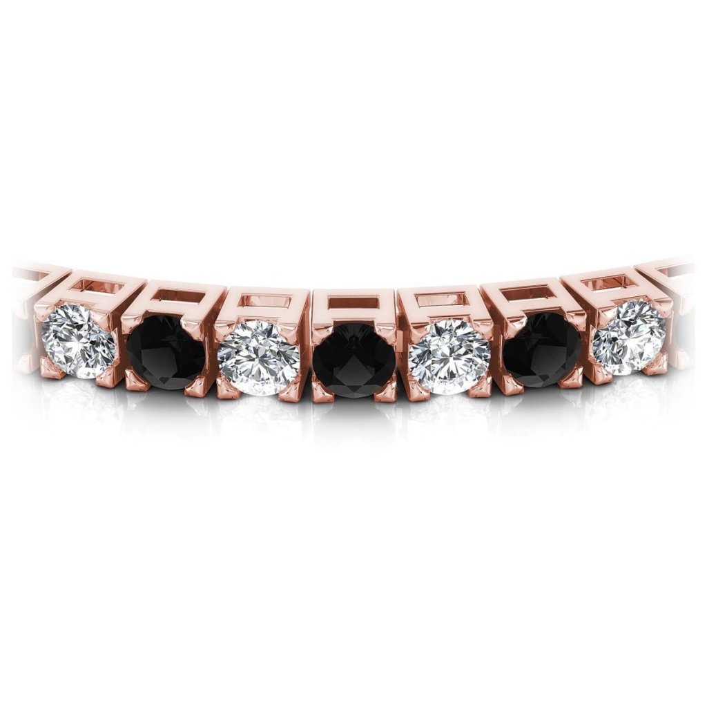 2.00 - 10.50 CT Round Cut Black Diamonds & Diamonds - Tennis Bracelet - Primestyle.com