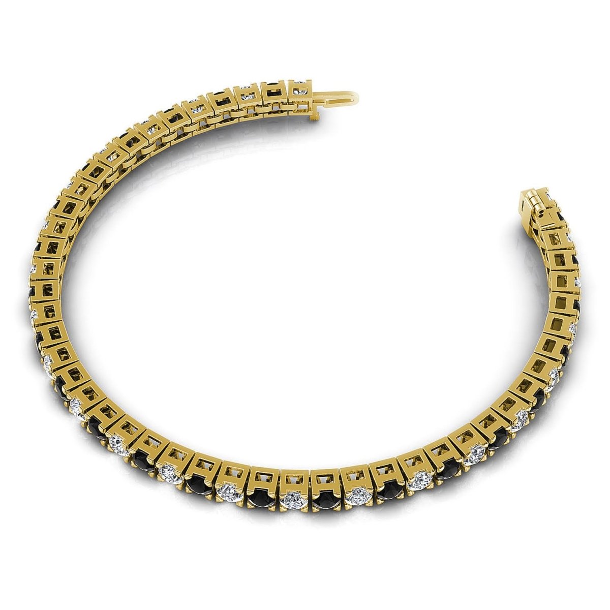 2.00-10.50 CT Round Cut Black Diamonds & Diamonds - Tennis Bracelet - Primestyle.com