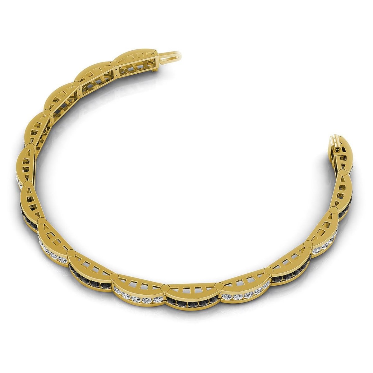 2.00-2.00 CT Round Cut Black Diamonds & Diamonds - Diamond Bracelet - Primestyle.com