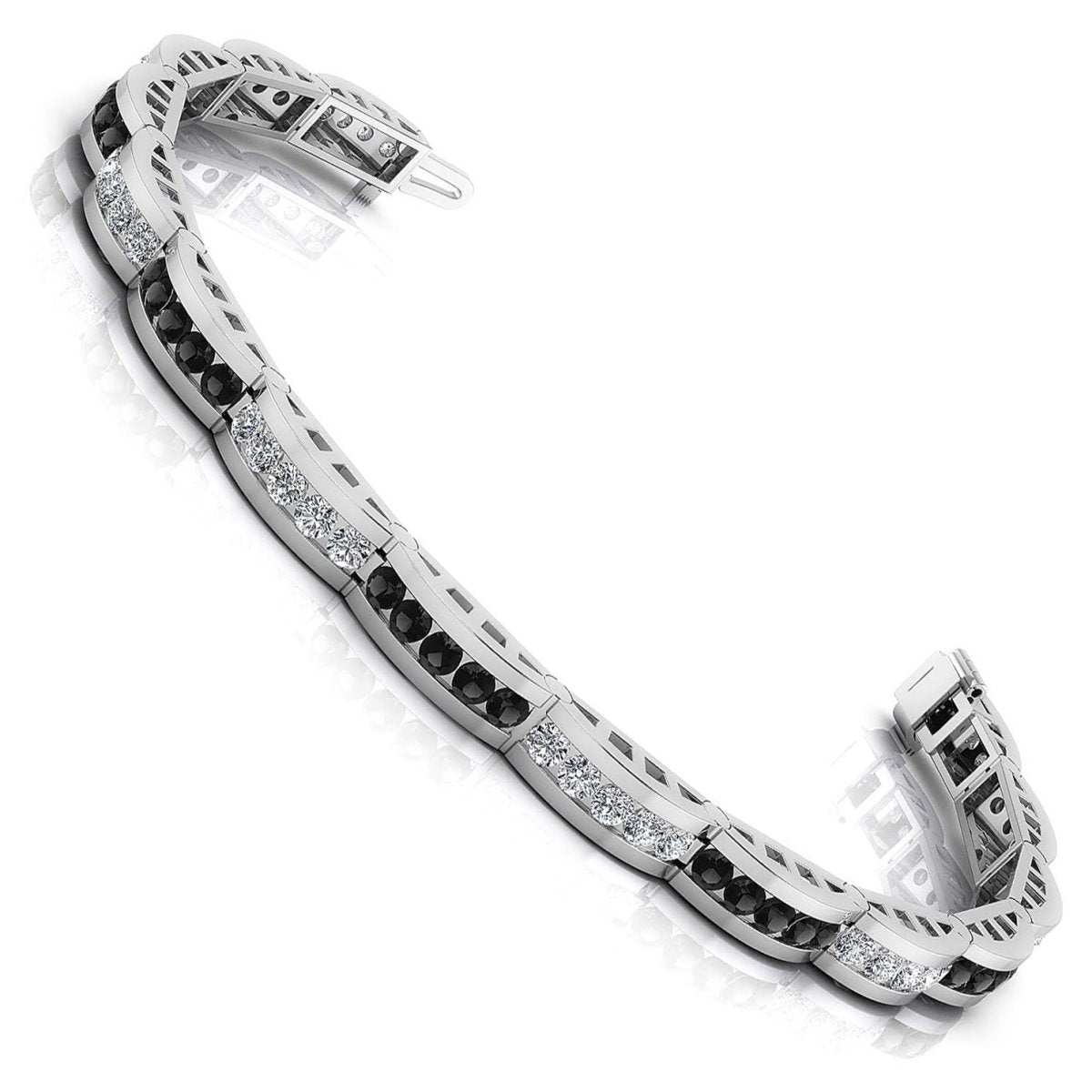 2.00-2.00 CT Round Cut Black Diamonds & Diamonds - Diamond Bracelet - Primestyle.com