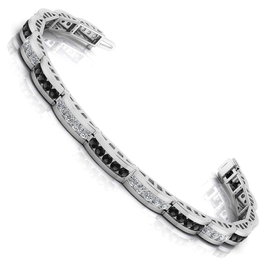 2.00 - 2.00 CT Round Cut Black Diamonds & Diamonds - Diamond Bracelet - Primestyle.com