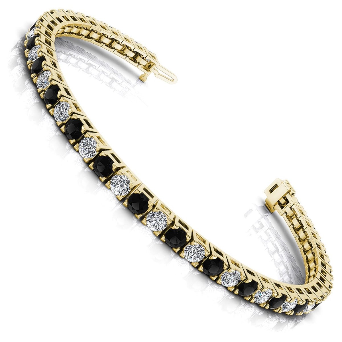 2.00-8.50 CT Round Cut Black Diamonds & Diamonds - Tennis Bracelet - Primestyle.com