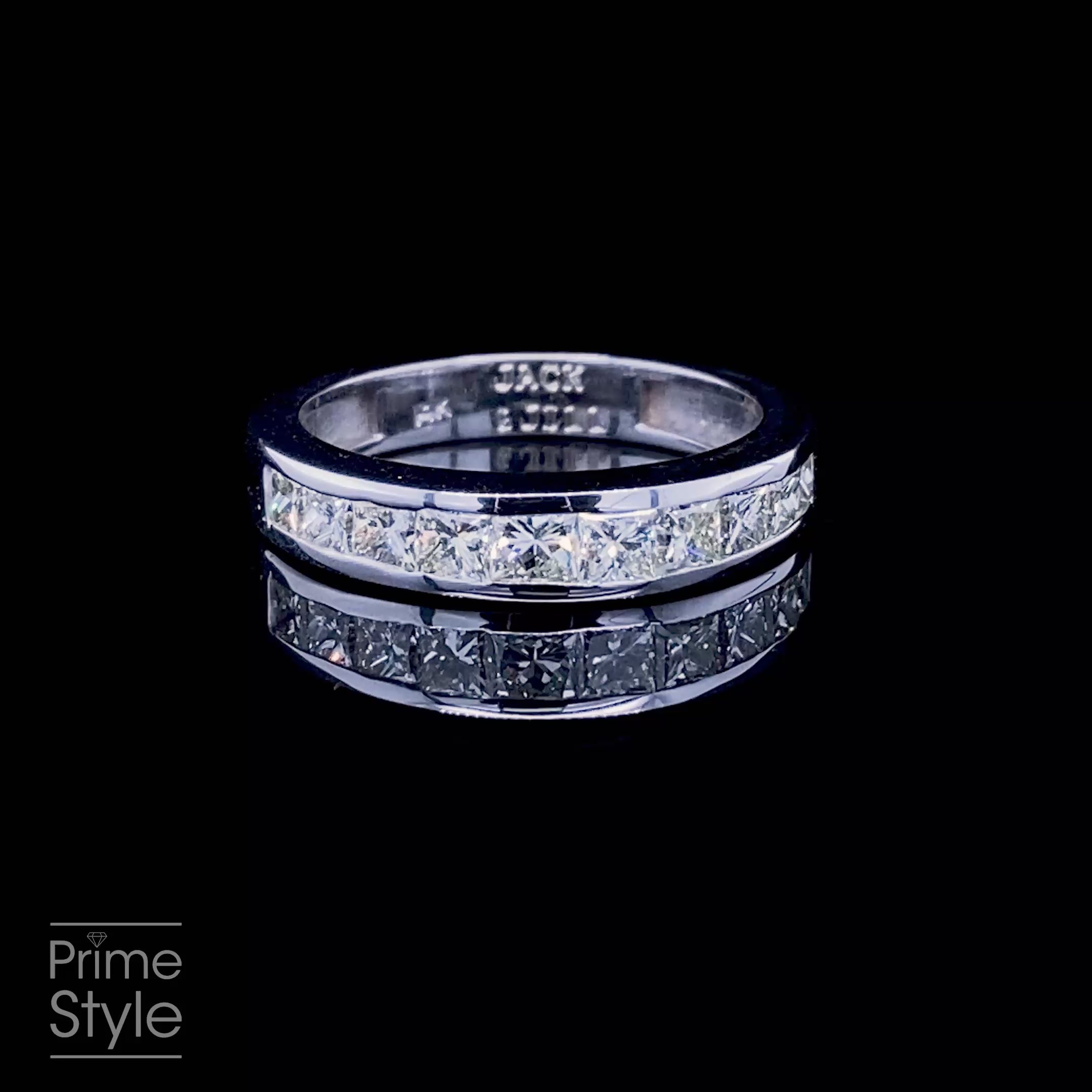 Stylish 1.65 CT Princess Cut Diamond Wedding Band in 14KT White Gold