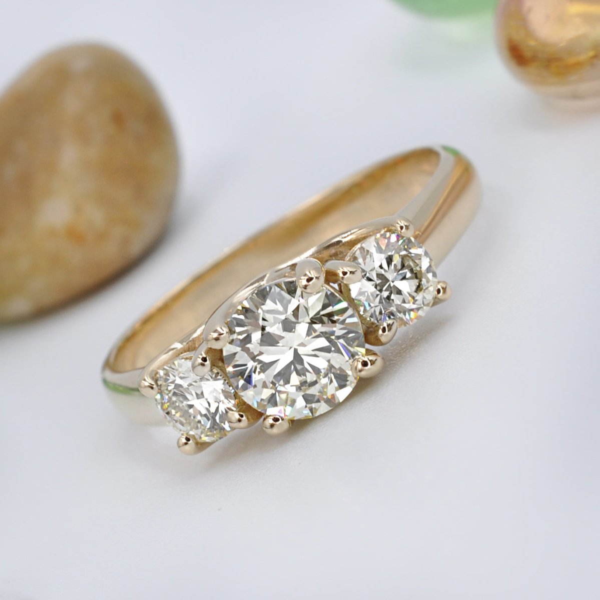 2.05-2.40 CT Round Cut Diamonds - Three Stone Ring - Primestyle.com