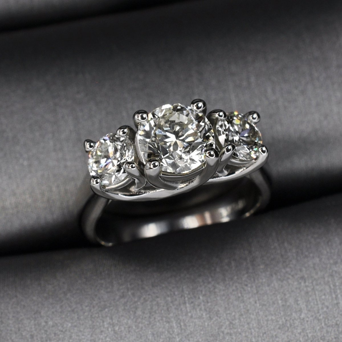 2.05-2.40 CT Round Cut Diamonds - Three Stone Ring