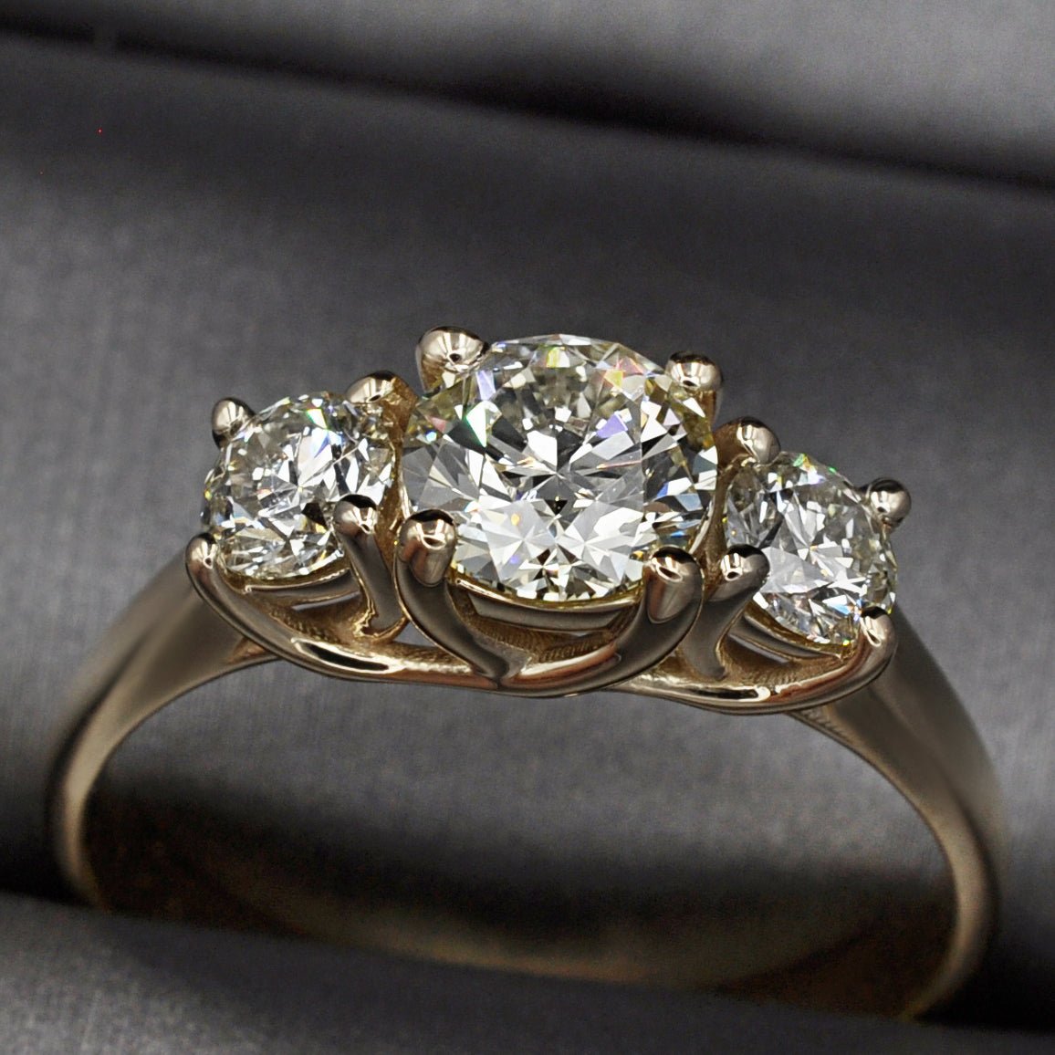 2.05-2.40 CT Round Cut Diamonds - Three Stone Ring - Primestyle.com