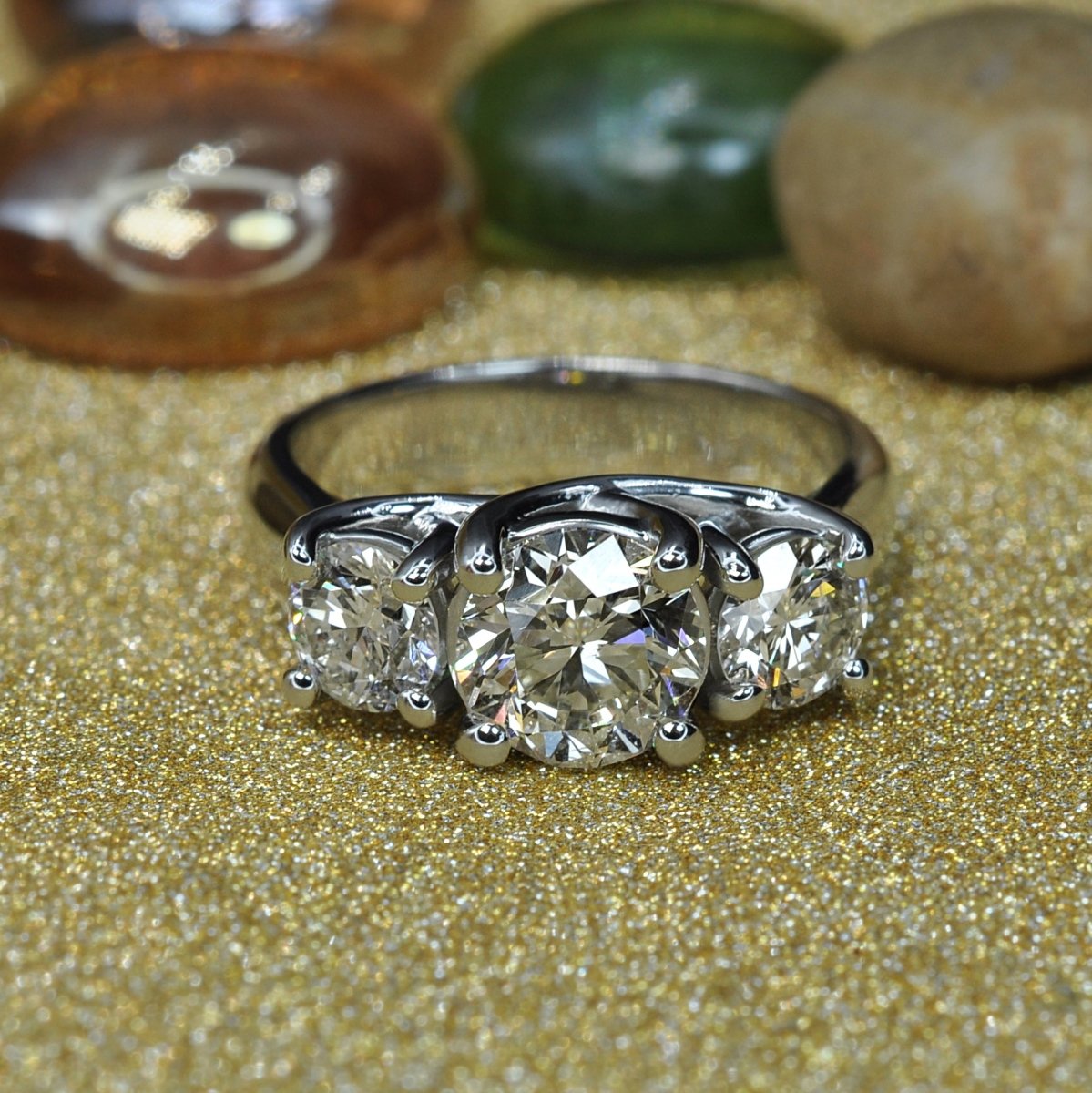 2.05-2.40 CT Round Cut Diamonds - Three Stone Ring - Primestyle.com