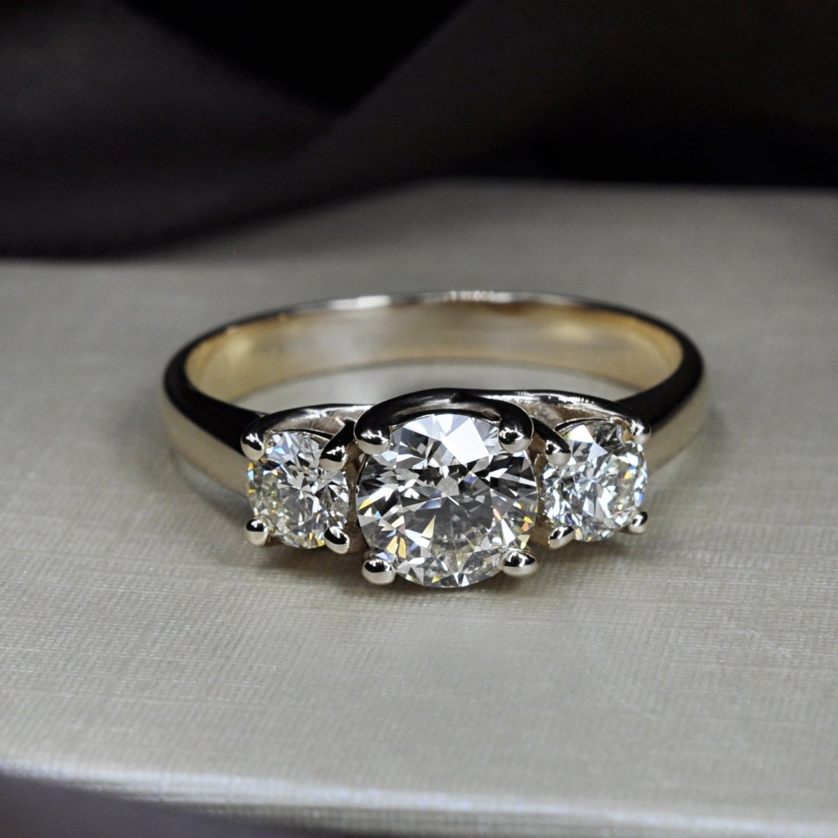 2.05-2.40 CT Round Cut Diamonds - Three Stone Ring