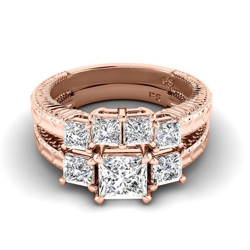 2.05-7.55 CT Princess Cut Diamonds - Bridal Set