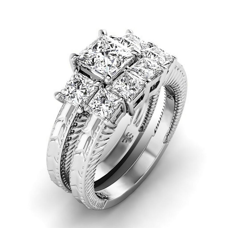 2.05-7.55 CT Princess Cut Diamonds - Bridal Set