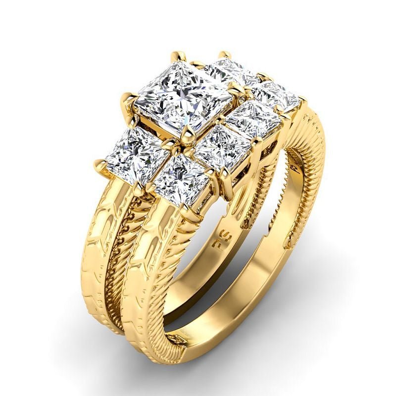 2.05-7.55 CT Princess Cut Diamonds - Bridal Set