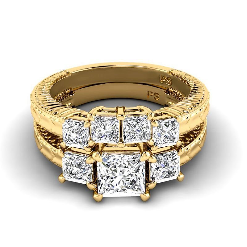 2.05 - 7.55 CT Princess Cut Diamonds - Bridal Set - Primestyle.com