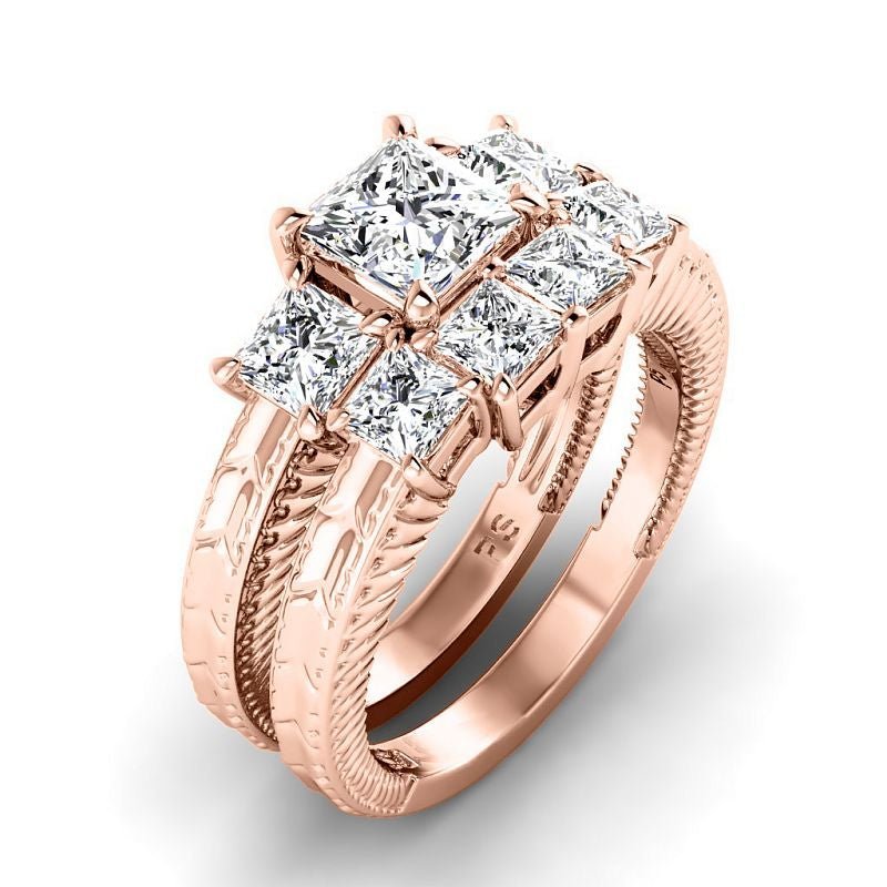 2.05-7.55 CT Princess Cut Diamonds - Bridal Set