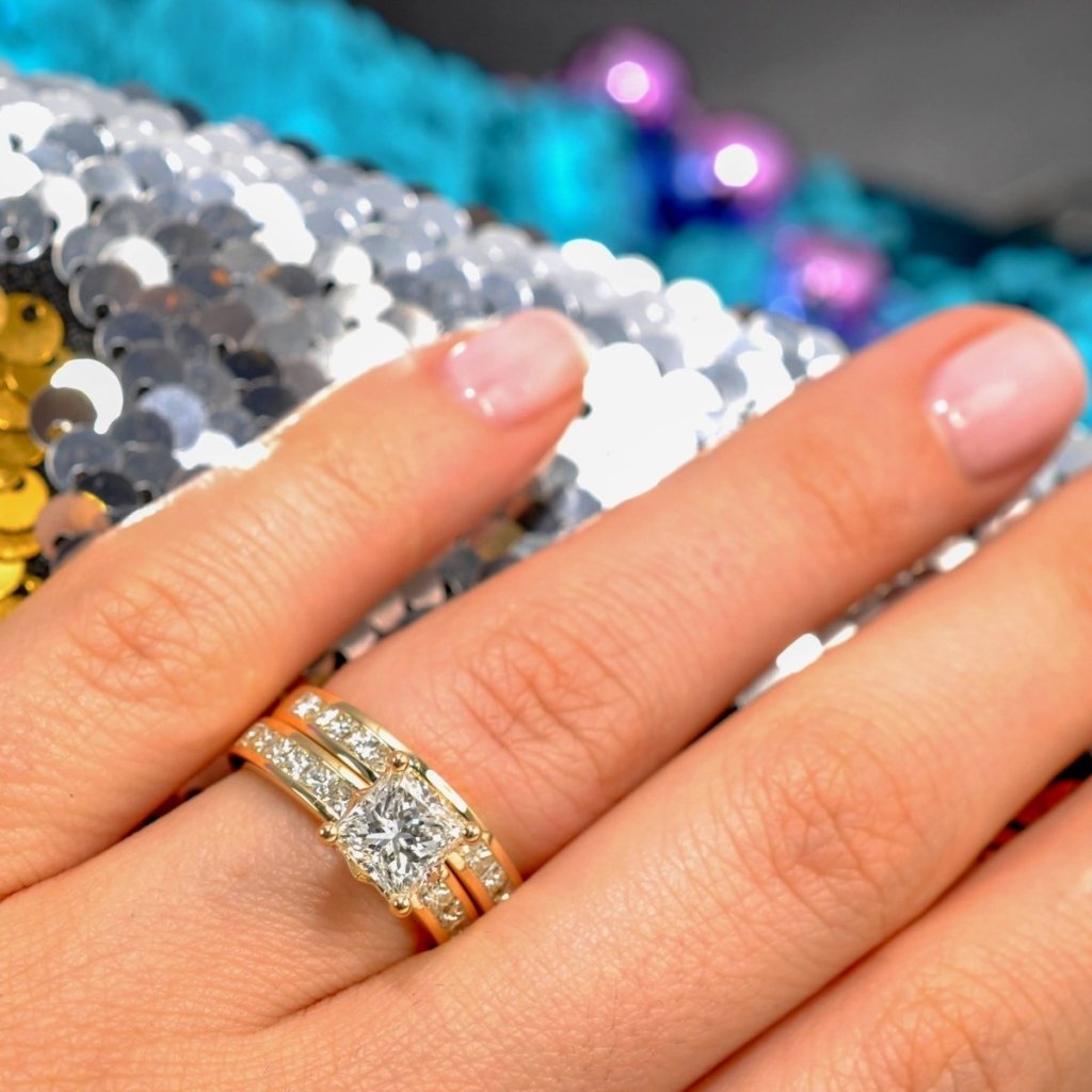 2.10-3.25 CT Princess Cut Natural Diamonds - Bridal Set