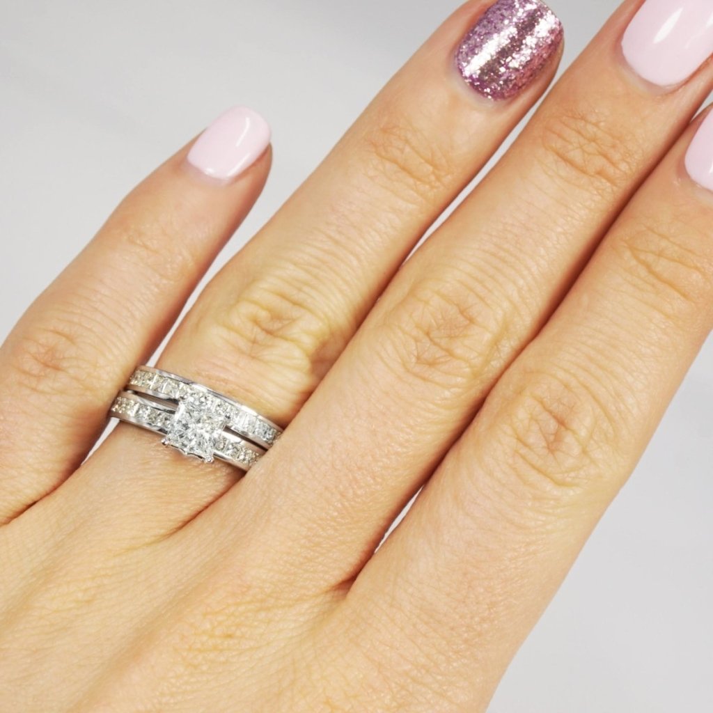 2.10 - 3.25 CT Princess Cut Natural Diamonds - Bridal Set - Primestyle.com